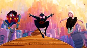 Spider-Man India (Karan Soni), Spider-Man (Shameik Moore), Spider-Gwen (Hailee Steinfeld) in Columbia Pictures and Sony Pictures Animations’  SPIDER-MAN™: ACROSS THE SPIDER-VERSE.